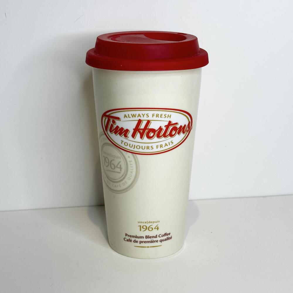 Tim Hortons Premium Blend Coffee Travel Mug with Red Lid